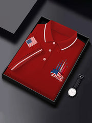 Men's Independence Day American Flag Jet Print Casual Top