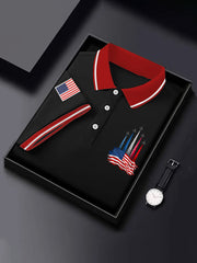 Men's Independence Day American Flag Jet Print Casual Top