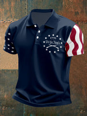 Men's We The People 1776 Independence Day American Flag Print Casual Polo