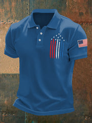 Men's Independence Day American Flag Jet Plane Print Casual Top