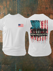 Men's American Flag Freedom Is Priceless But Not Free Printed T-shirt