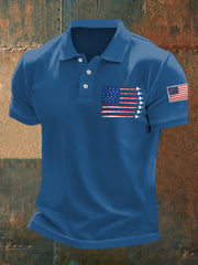Men's Independence Day USA Flag Fighter Jets Print Casual Tee