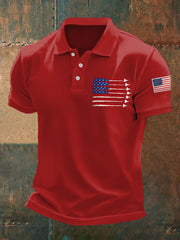 Men's Independence Day USA Flag Fighter Jets Print Casual Tee