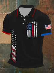 Men's Independence Day American Flag Jet Planes Print Casual Top