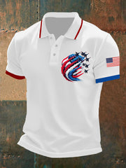 Men's Independence Day American Flag Jet Planes Print Casual Top