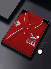 Men's Independence Day Bald Eagle American Flag Print Casual Top