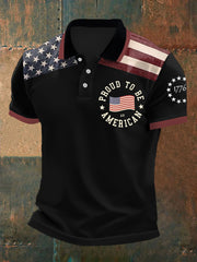 Men's Proud To Be An American Independence Day American Flag Print Casual Top