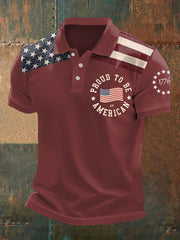 Men's Proud To Be An American Independence Day American Flag Print Casual Top