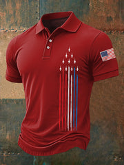 Men's Independence Day American Flag Jet Plane Print Casual Top