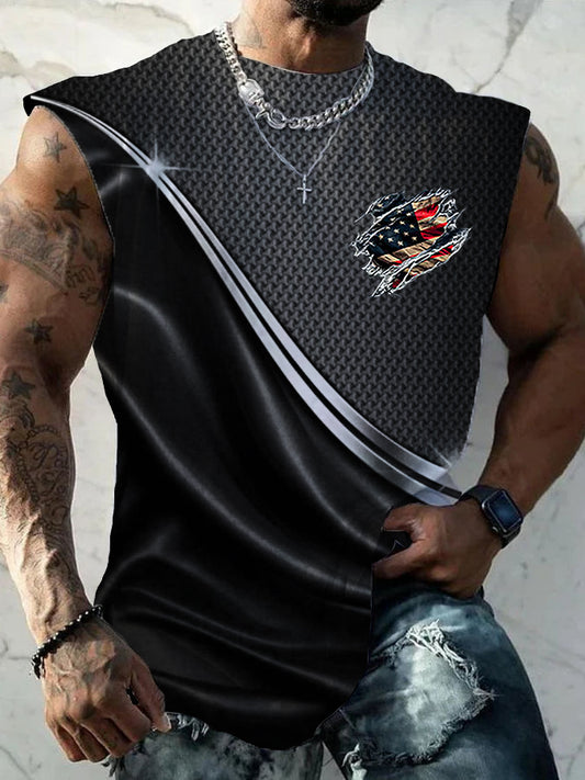 Men's Independence Day American Flag Graphic Print Casual Vests