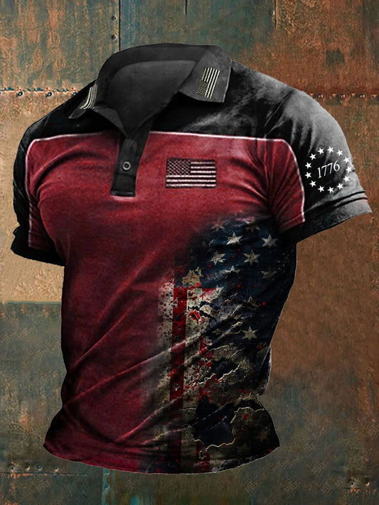 Men's Independence Day 4th of July American Flag Printed Casual Shirt
