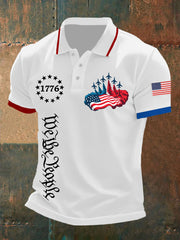 Men's Independence Day American Flag Jet Planes Print Casual Top