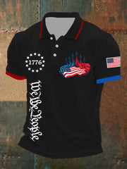 Men's Independence Day American Flag Jet Planes Print Casual Top