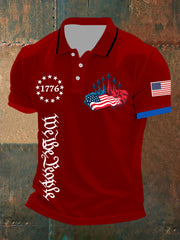 Men's Independence Day American Flag Jet Planes Print Casual Top