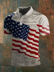 Men's Independence Day American Flag Cherry Blossom Short Sleeve Top