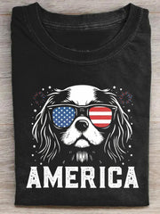 Women's Cavalier King Charles America Printed T-Shirt