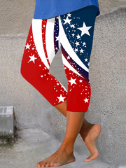 Women's Independence Day Print Casual Cropped Leggings