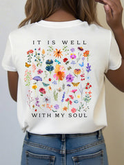 Women's It Is Well With My Soul Floral T-Shirt