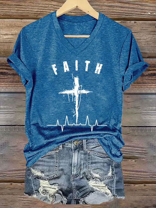 Women's Faith Cross ECG Short Sleeve T-Shirt