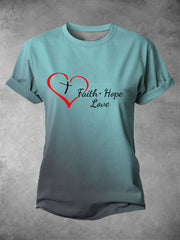 Women's Faith Hope Love Printed Casual T-shirt