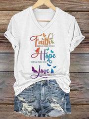 Women's Faith Hope Love Printed Casual T-shirt