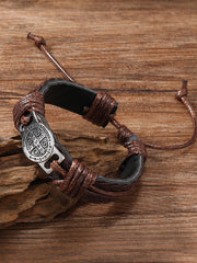 Men's Retro Faith Leather Adjustable Bracelet