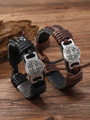 Men's Retro Faith Leather Adjustable Bracelet