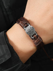 Men's Retro Faith Leather Adjustable Bracelet