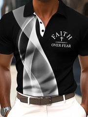 Men's Fear Over Fear Cross Printed Casual Short Sleeve Top