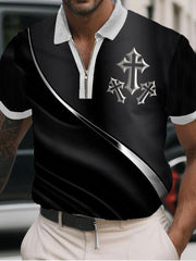 Men's Faith Cross Zip Up Short Sleeve