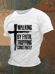 Men's Walking By Faith Tripping Constan Short-sleeved T-shirt