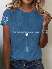 Women's Faith Cross The Way The Truth The Life Printed Short Sleeve T-Shirt