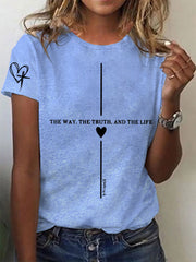 Women's Faith Cross The Way The Truth The Life Printed Short Sleeve T-Shirt