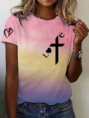 Women's Christian Faith Cross Printed T-shirts