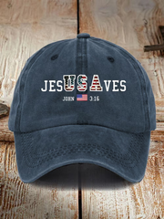 USA Jesus Saves Printed Casual Unisex Hat