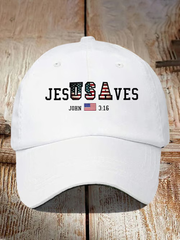 USA Jesus Saves Printed Casual Unisex Hat