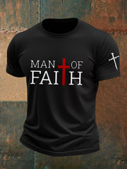 Man Faith Cross Man Of Faith Print Short Sleeve T-shirt
