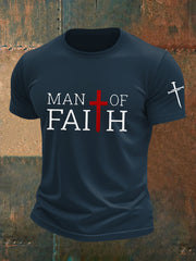 Man Faith Cross Man Of Faith Print Short Sleeve T-shirt