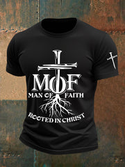Man Faith Cross Man Of Faith Print Short Sleeve T-shirt