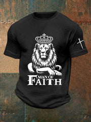 Man Faith Cross Man Of Faith Print Short Sleeve Waffle T-shirt