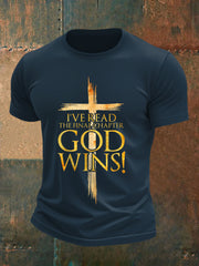 Men's I've Read The Final Chapter God Wins Christian Faith Cross Tee