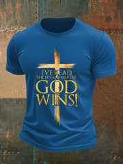 Men's I've Read The Final Chapter God Wins Christian Faith Cross Tee