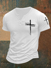 Men's Faith Over Fear Cross Faith Casual Buttons Tee