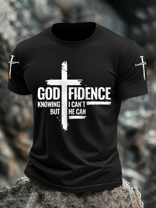 Men's God Fidence I Can't But I Know A Guy Casual Tee