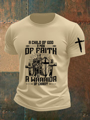 Men's Child of God a Man of Faith a Warrior of Christ Cotton Short SleeveT-shirt
