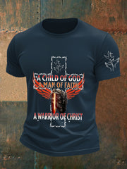 Men's Child of God a Man of Faith a Warrior of Christ Cotton Short SleeveT-shirt