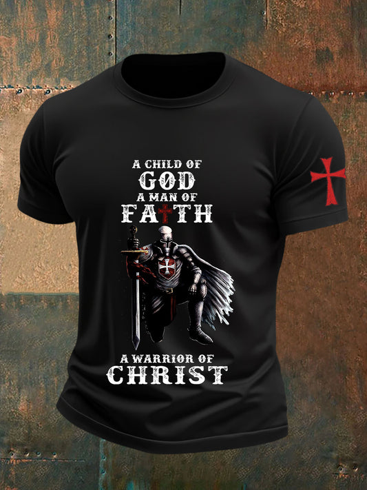 Men's Child of God a Man of Faith a Warrior of Christ Cotton Short SleeveT-shirt