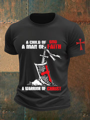 Men's Child of God a Man of Faith a Warrior of Christ Cotton Short SleeveT-shirt