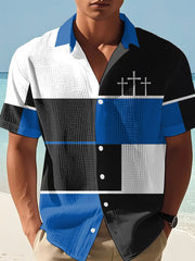 Men's Cross Faith Colorblock Print Casual Shirt