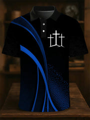 Men's Faith Cross Printed Casual Button Top